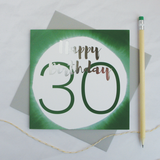 Happy birthday age 30 silver foil card - Draenog