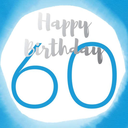 Happy birthday age 60 silver foil card - Draenog