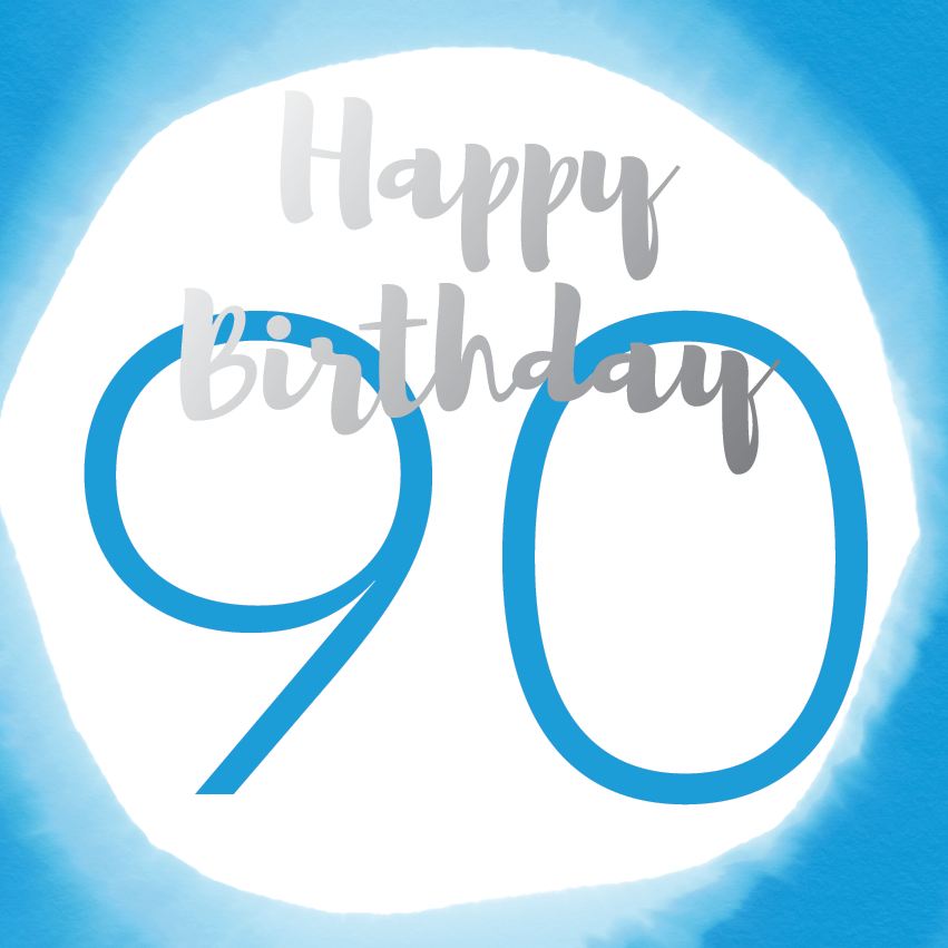 Happy birthday age 90 silver foil card - Draenog